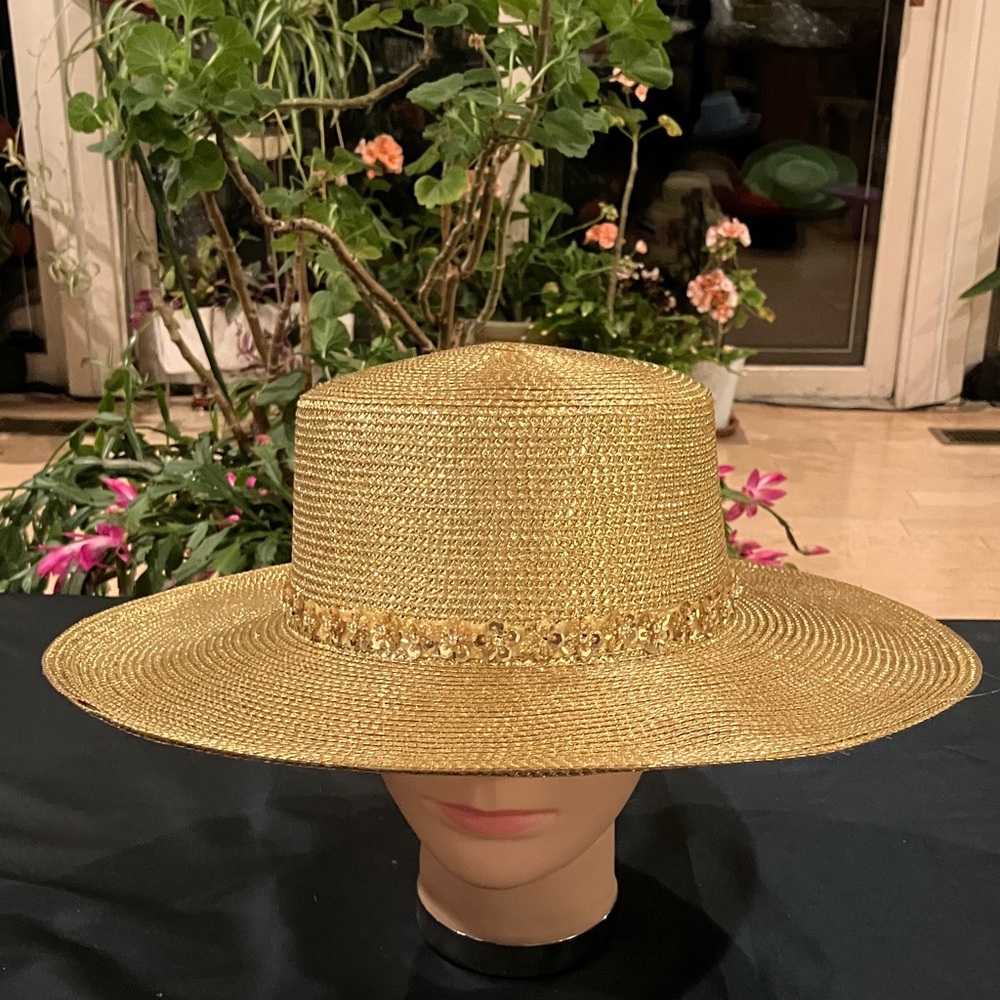 Elegant Gold Straw Hat